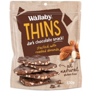 Wallaby Thins Dark Chocolate Snack with Roasted Almonds
